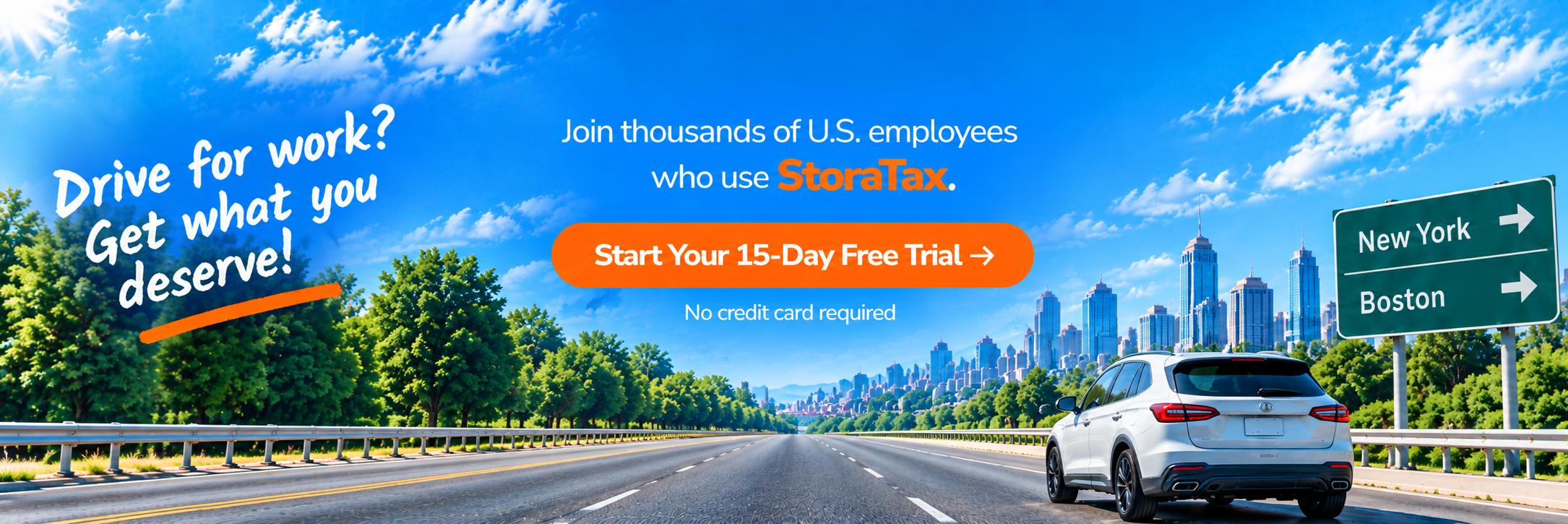 Drive for work? Get what you deserve! Join thousands of U.S. employees who use StoraTax. Start Your 15-Day Free Trial. No credit card required.